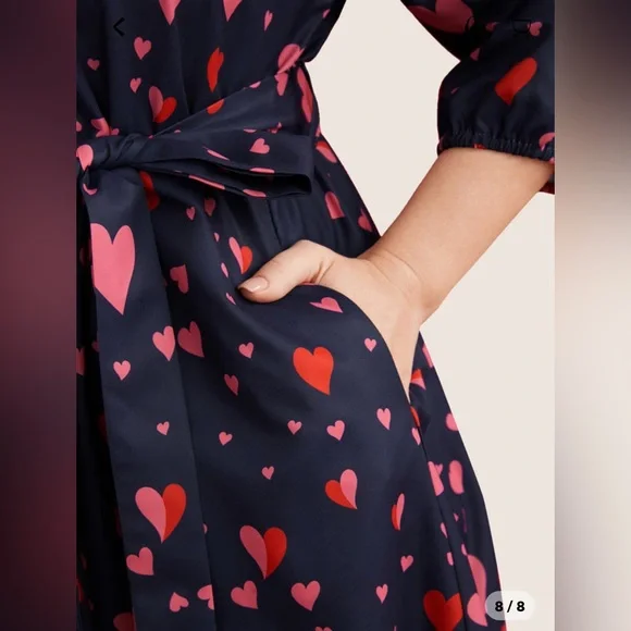 BloomChic Navy and Pink Heart Long Sleeve Dress - Picture 6 of 9